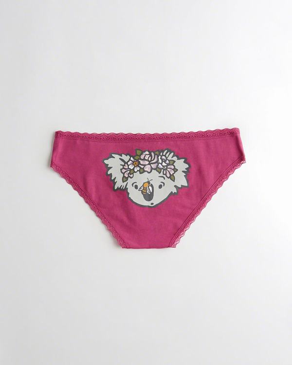 Mutande Hollister Donna Graphic Lace-Trim Cotton Bikini Rosa Italia (469VGENH)